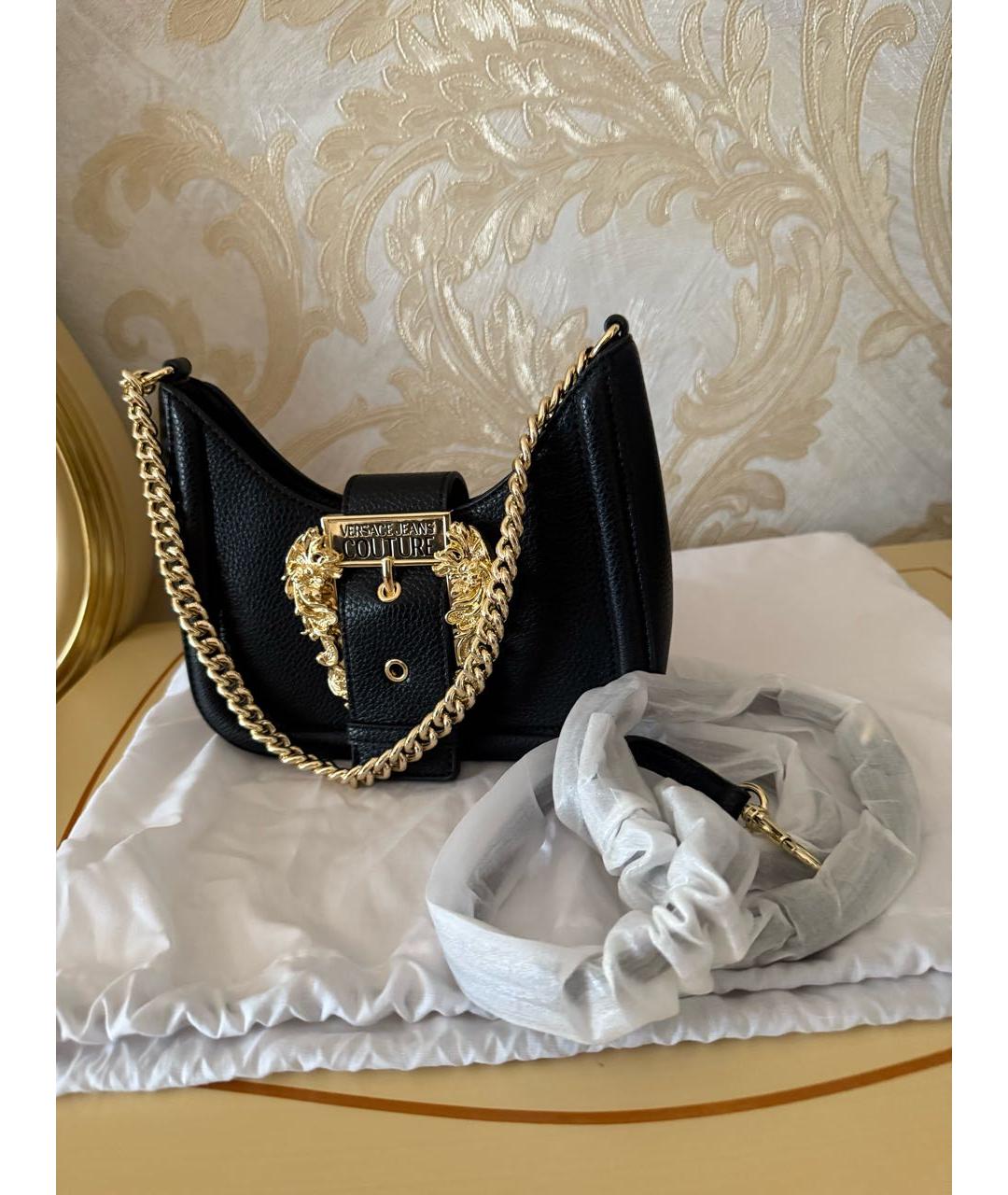 VERSACE JEANS COUTURE Черная кожаная сумка через плечо, фото 6