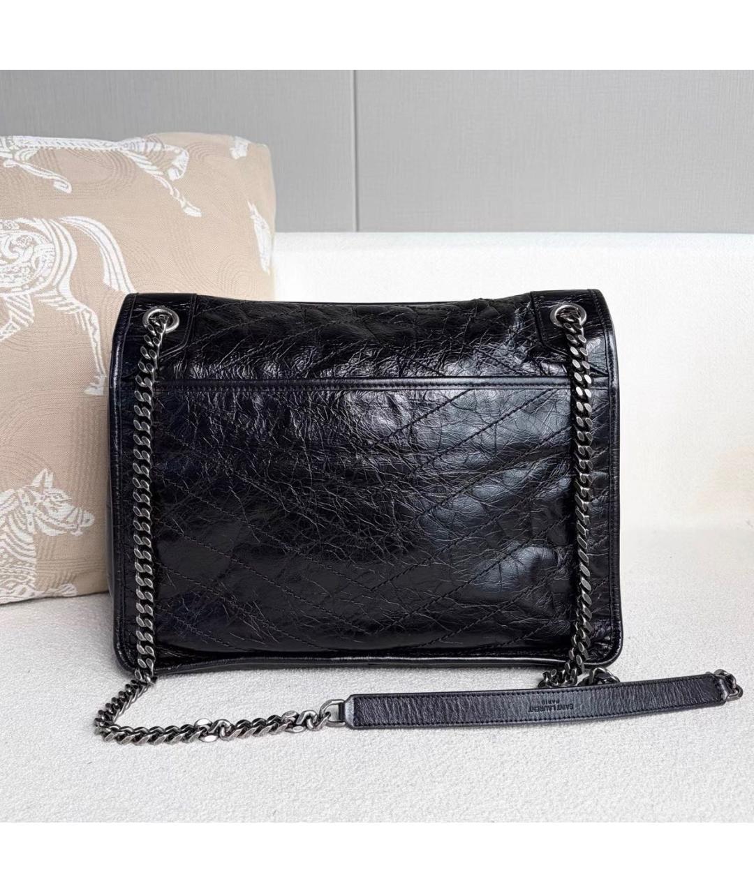 SAINT LAURENT Черная кожаная сумка через плечо, фото 3