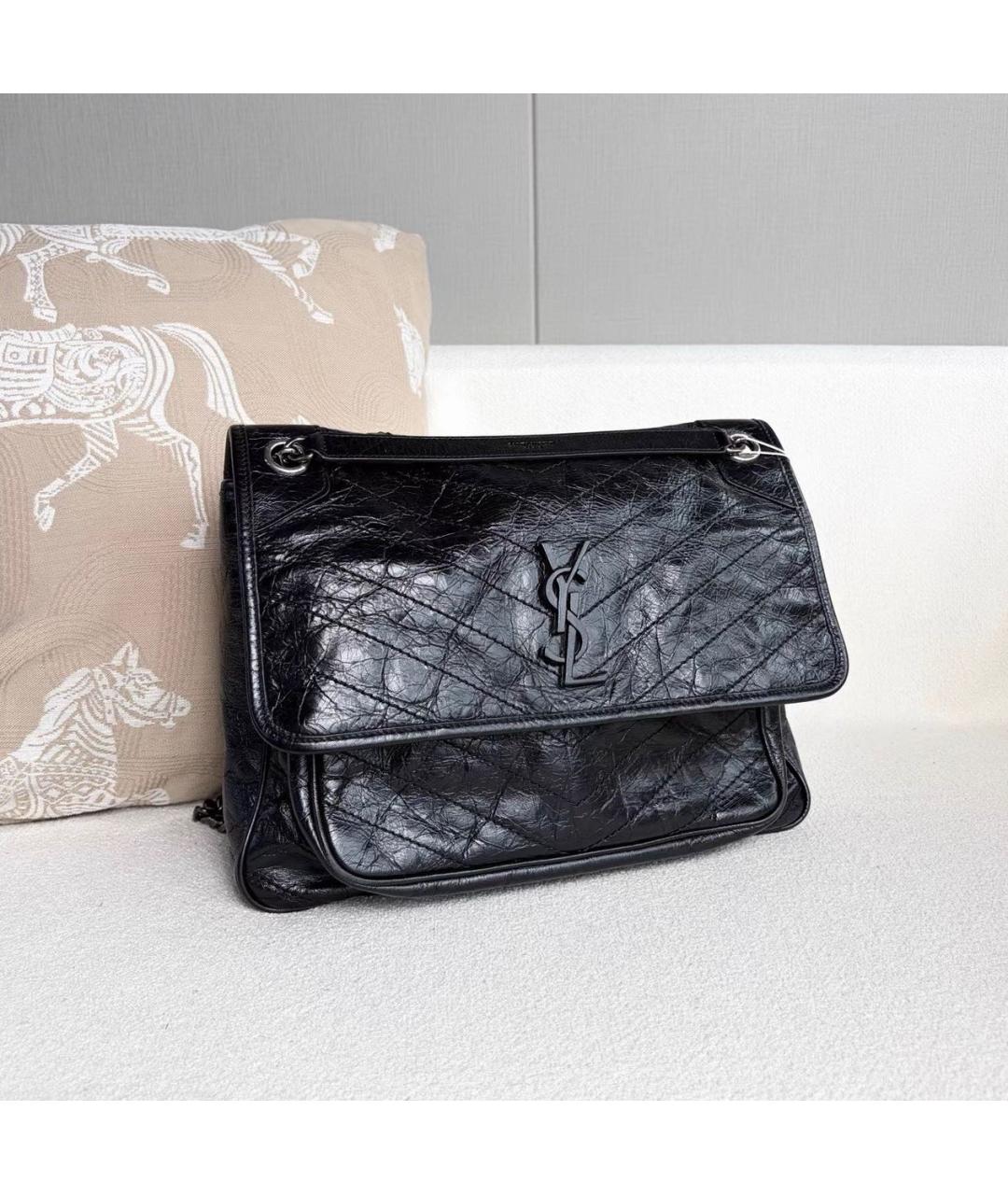 SAINT LAURENT Черная кожаная сумка через плечо, фото 6