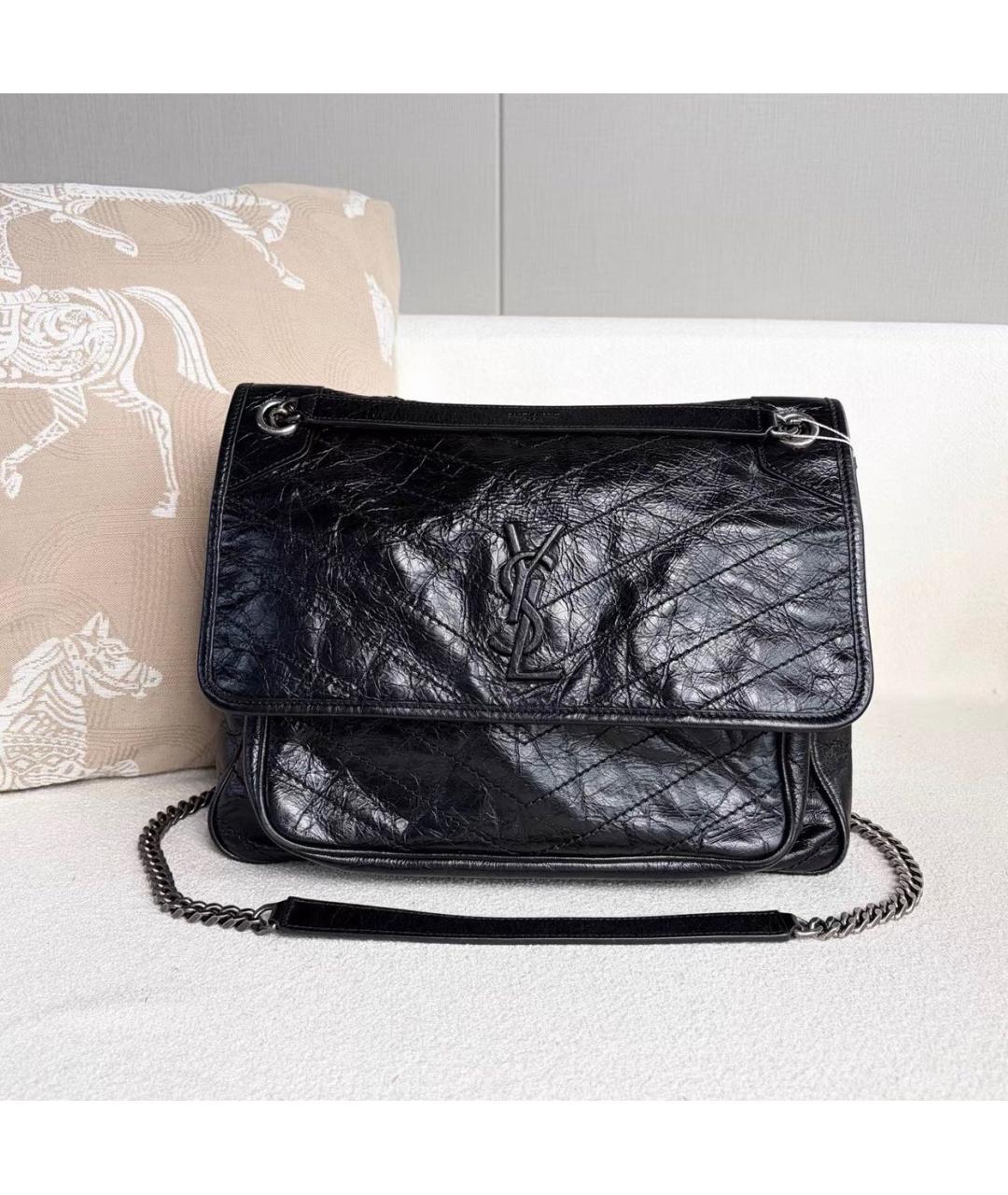 SAINT LAURENT Черная кожаная сумка через плечо, фото 9