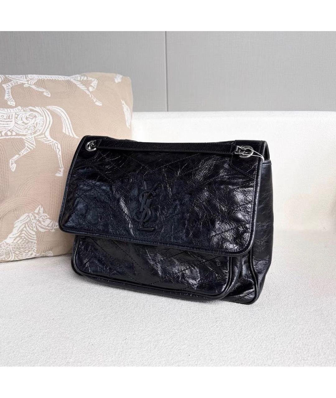 SAINT LAURENT Черная кожаная сумка через плечо, фото 4