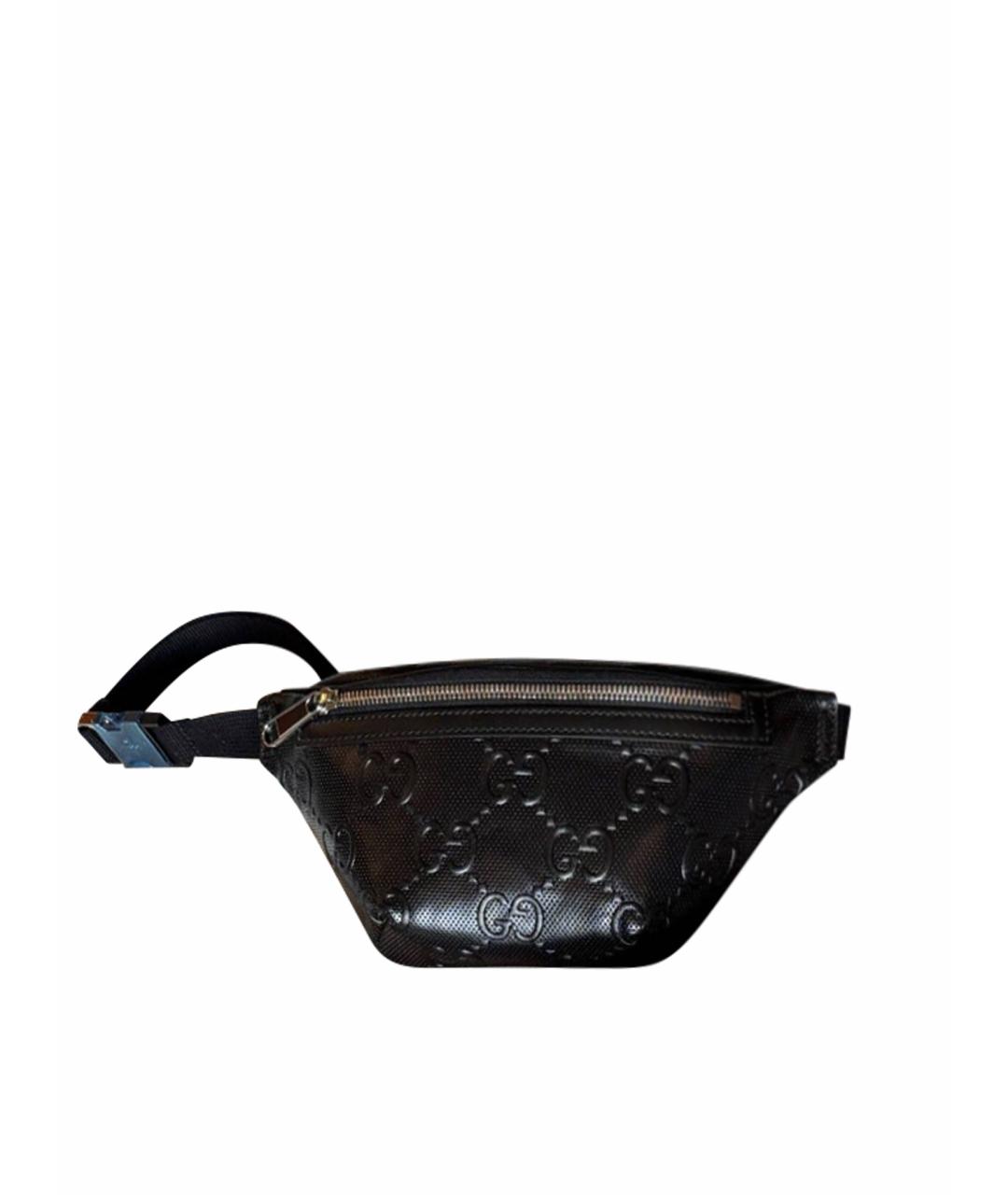GUCCI Черная кожаная поясная сумка, фото 1