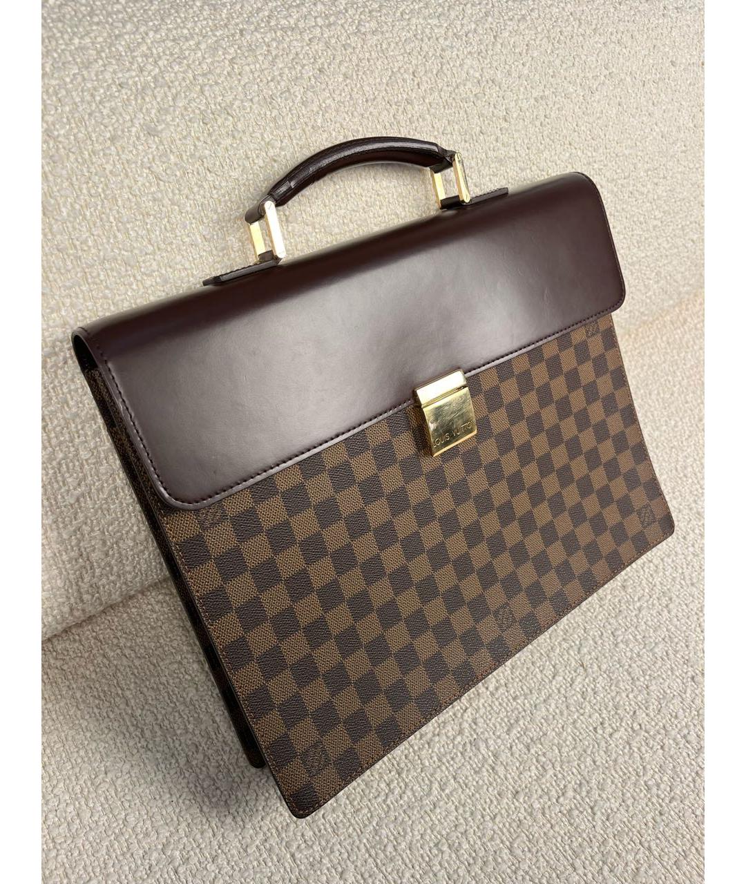 LOUIS VUITTON Коричневый кожаный портфель, фото 2