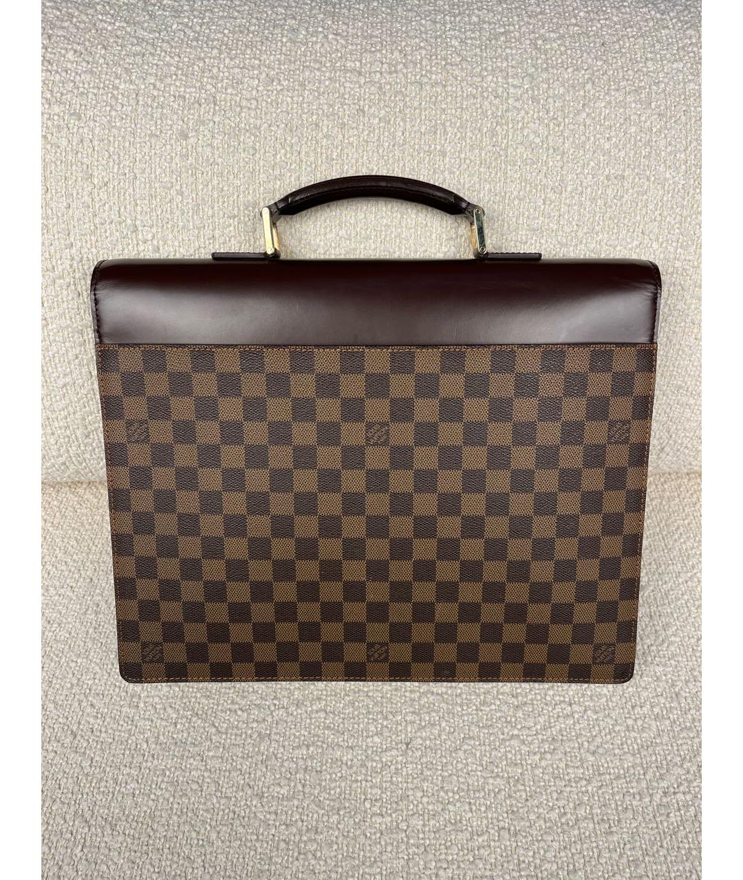 LOUIS VUITTON Коричневый кожаный портфель, фото 3