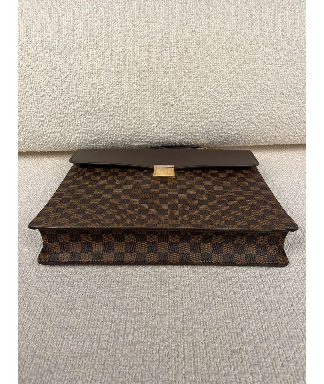 LOUIS VUITTON Коричневый кожаный портфель, фото 6