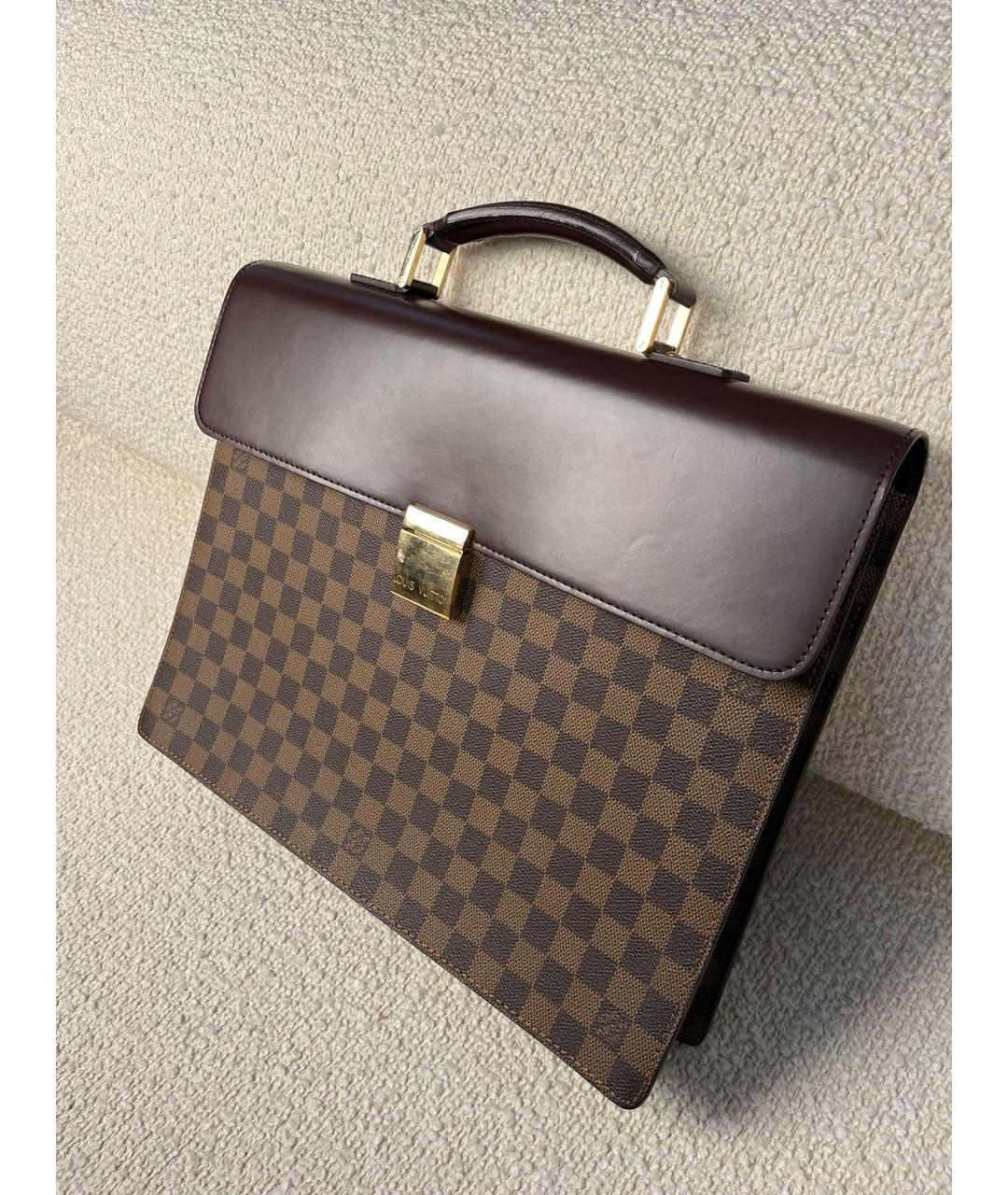 LOUIS VUITTON Коричневый кожаный портфель, фото 5