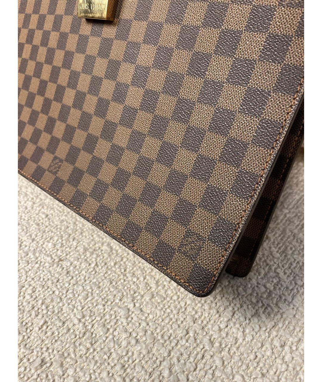 LOUIS VUITTON Коричневый кожаный портфель, фото 8