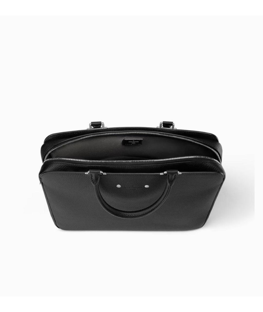 LOUIS VUITTON Черный кожаный портфель, фото 3