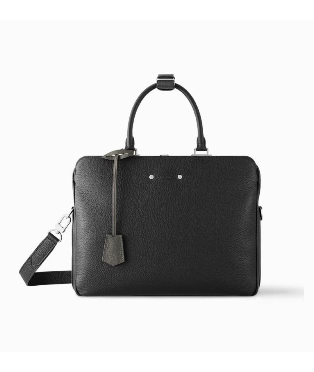 LOUIS VUITTON Черный кожаный портфель, фото 8