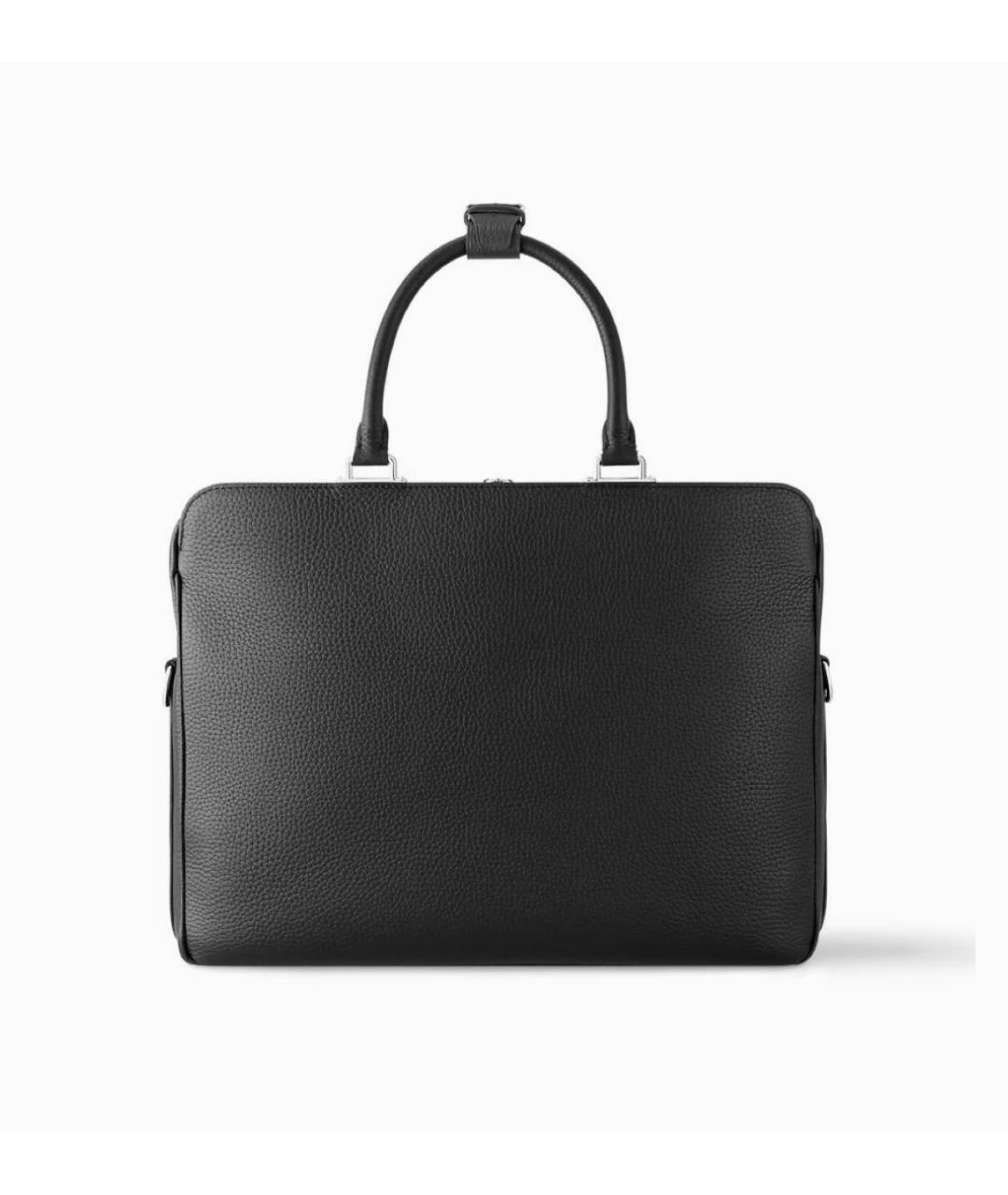 LOUIS VUITTON Черный кожаный портфель, фото 2