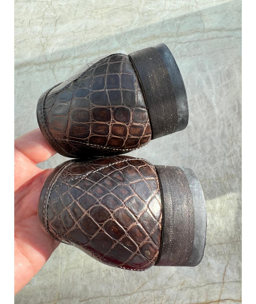 GUCCI Коричневые лоферы из экзотической кожи, фото 4