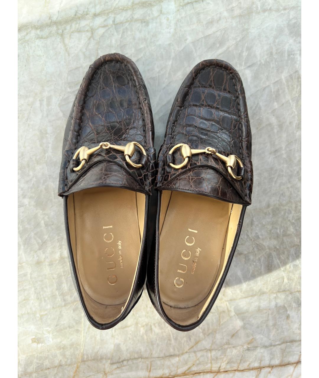 GUCCI Коричневые лоферы из экзотической кожи, фото 3