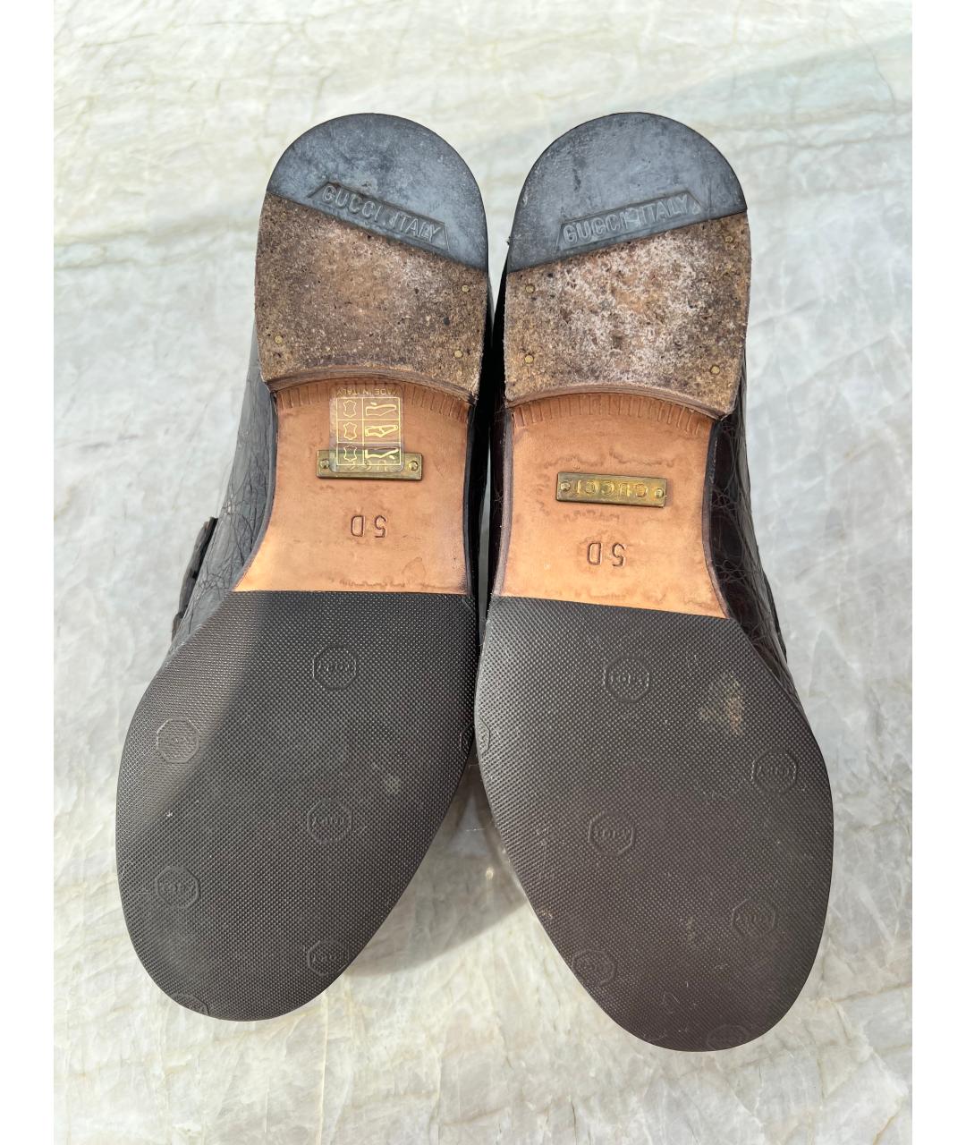 GUCCI Коричневые лоферы из экзотической кожи, фото 5