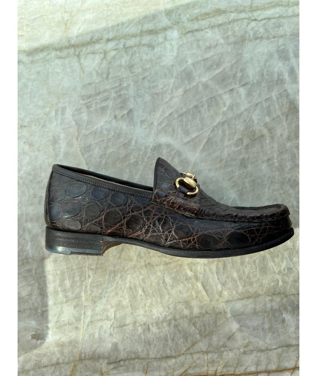 GUCCI Коричневые лоферы из экзотической кожи, фото 6