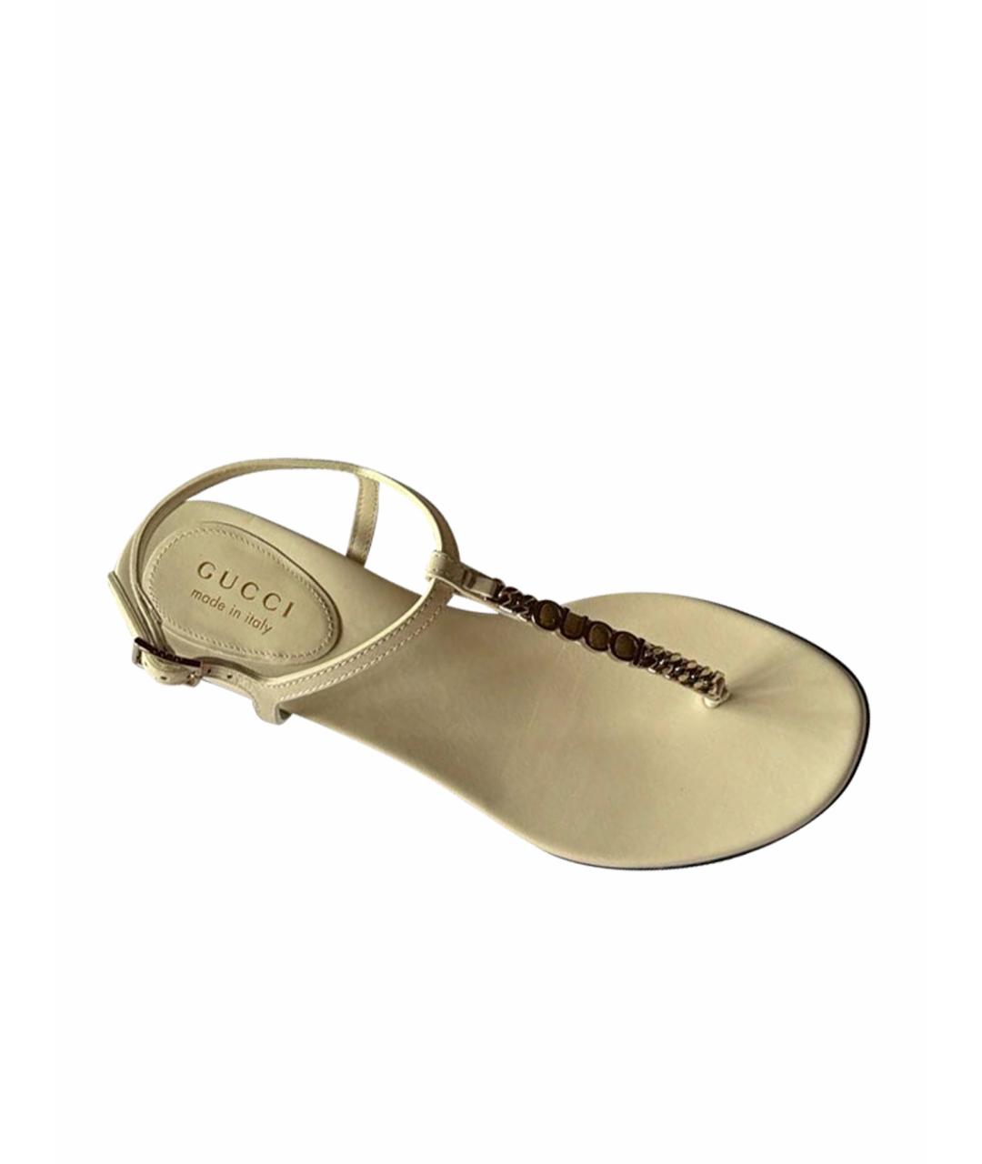 GUCCI Бежевые кожаные сандалии, фото 1