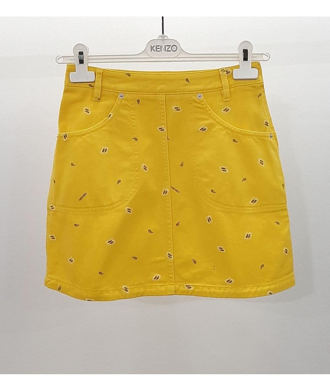 KENZO Желтая хлопковая юбка мини, фото 3