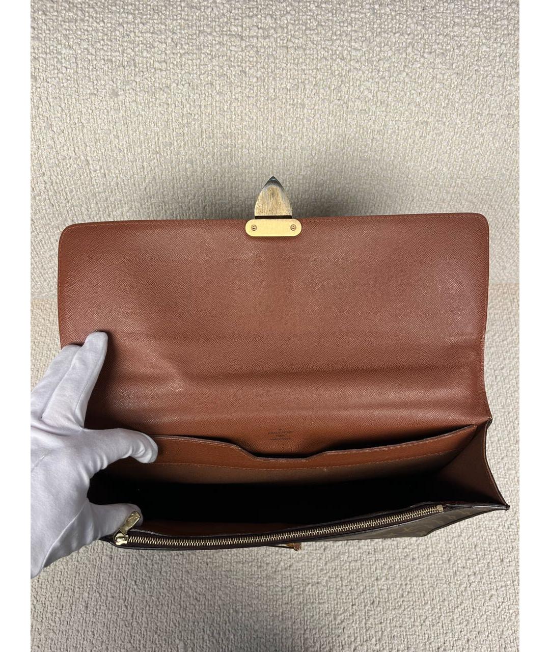 LOUIS VUITTON Коричневый кожаный портфель, фото 4