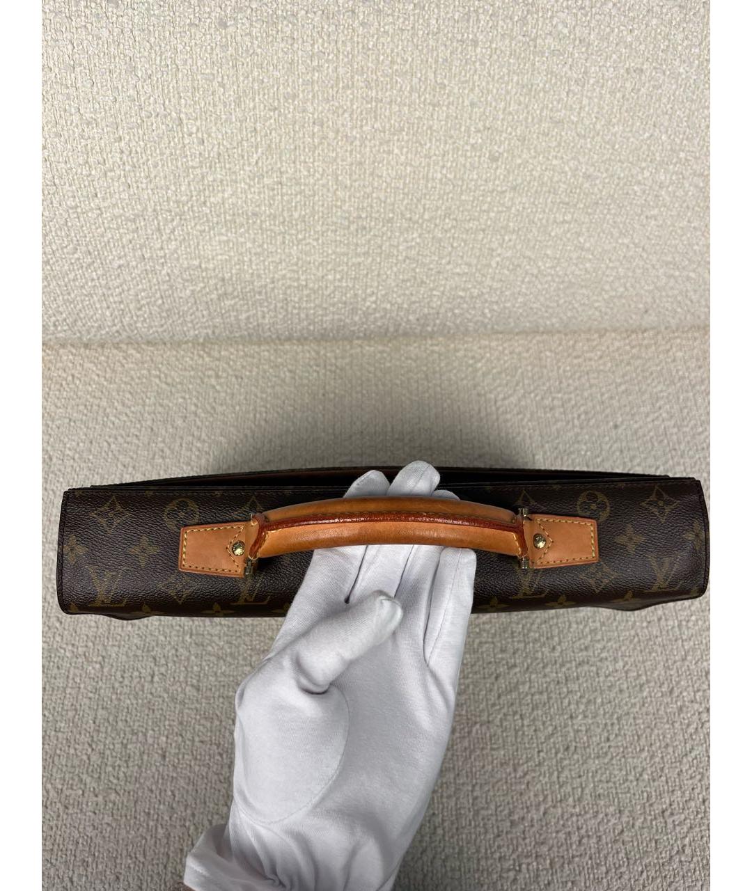 LOUIS VUITTON Коричневый кожаный портфель, фото 7