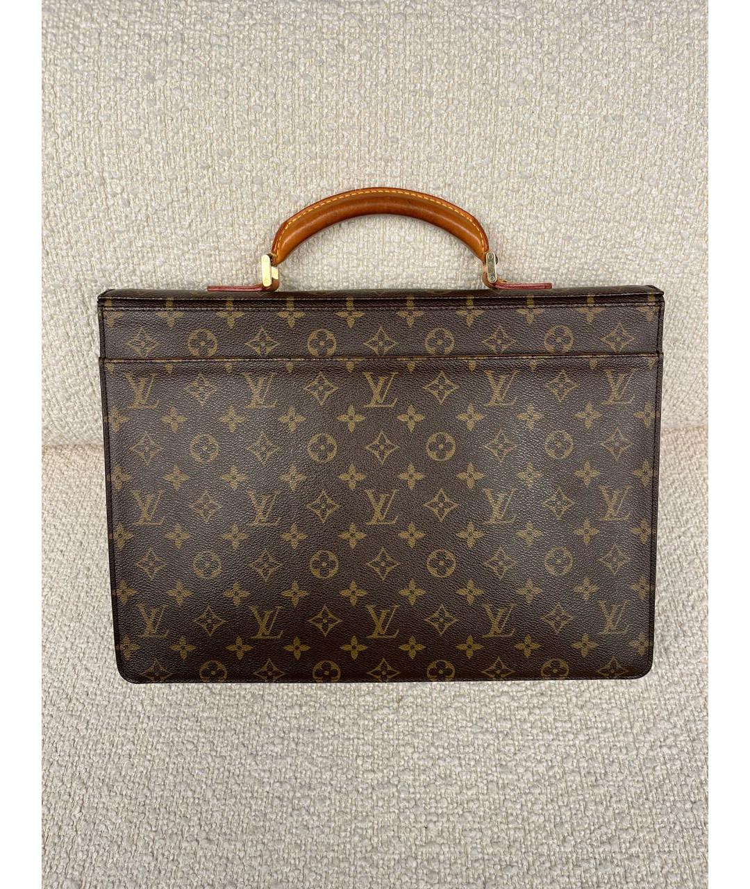 LOUIS VUITTON Коричневый кожаный портфель, фото 3