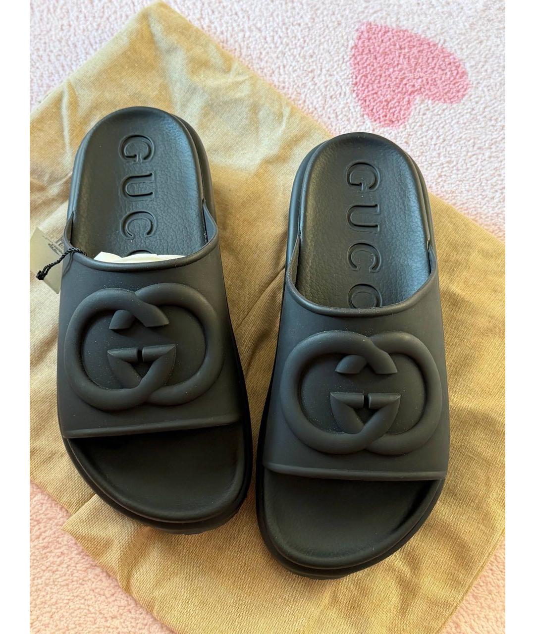 GUCCI Черные шлепанцы, фото 2