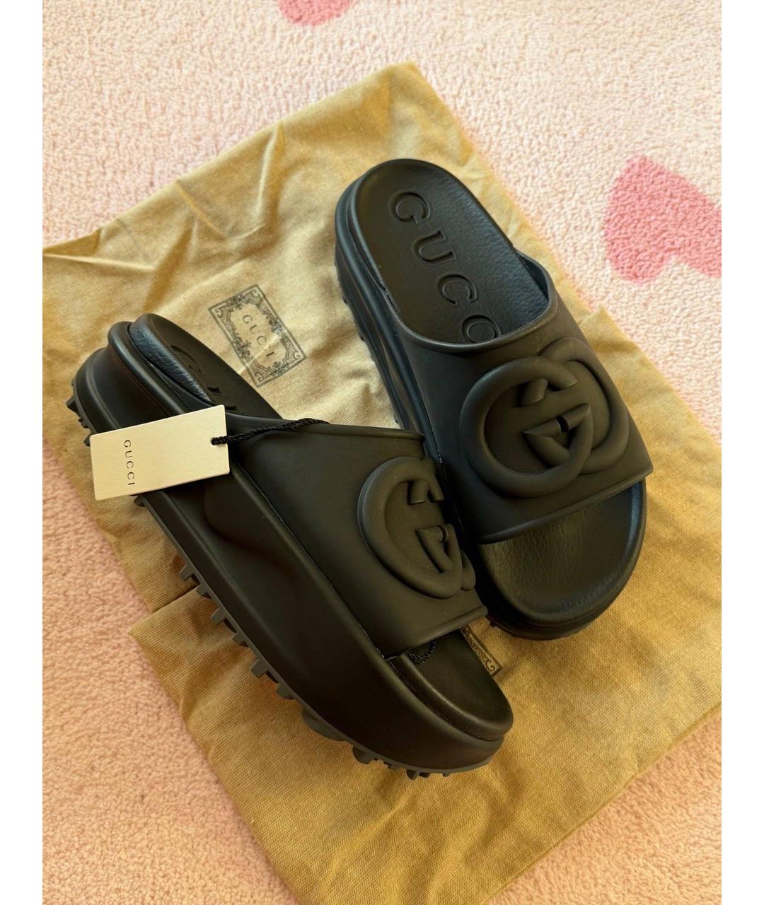 GUCCI Черные шлепанцы, фото 3