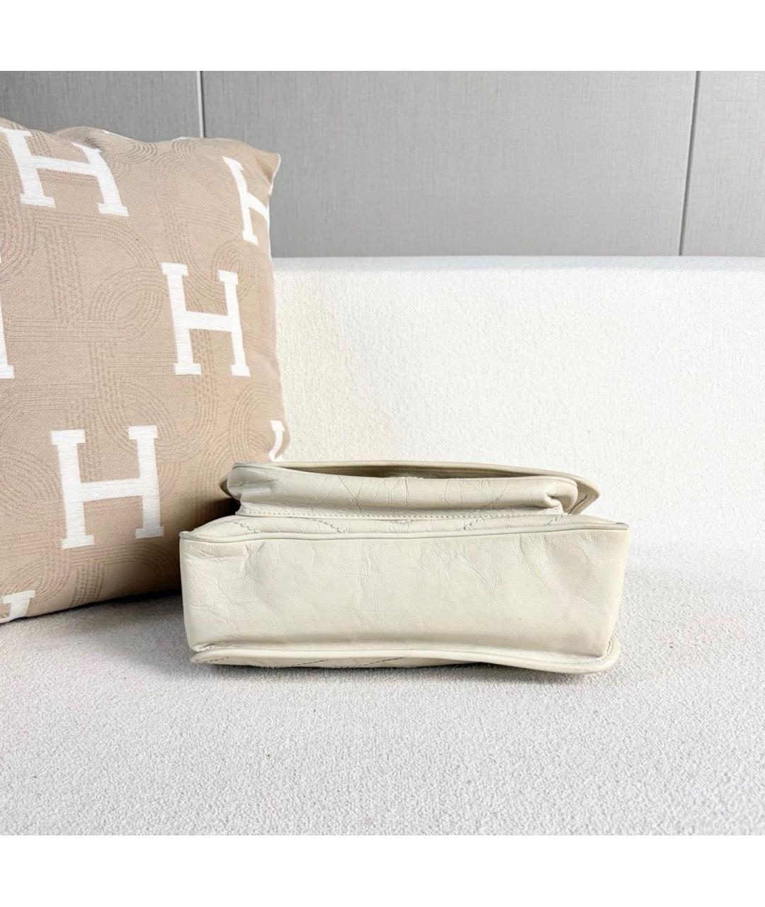 SAINT LAURENT Белая кожаная сумка через плечо, фото 5