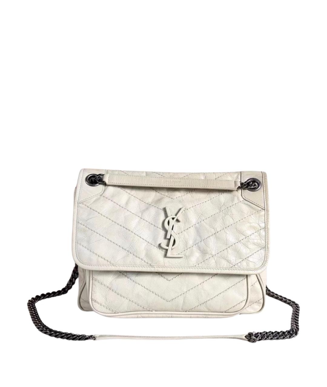 SAINT LAURENT Белая кожаная сумка через плечо, фото 1