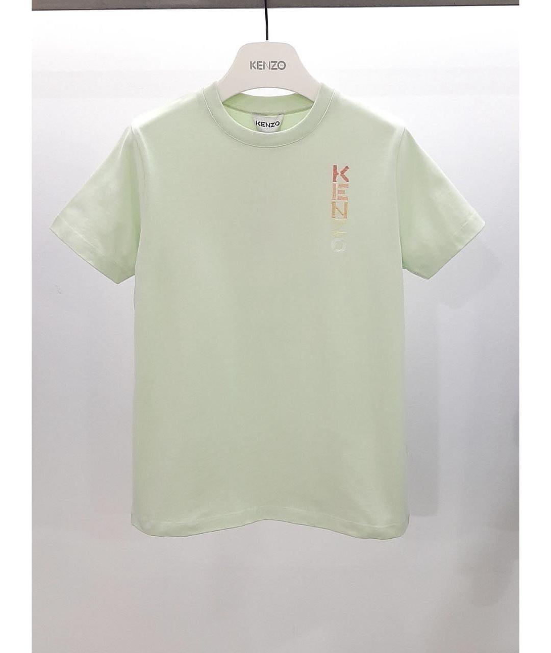 KENZO Салатовая хлопковая футболка, фото 3