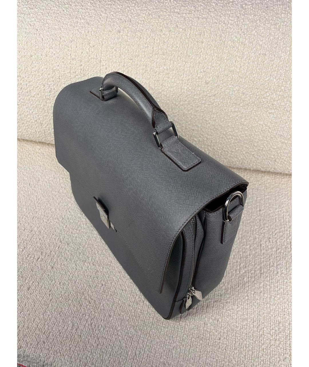 LOUIS VUITTON Антрацитовый кожаный портфель, фото 8