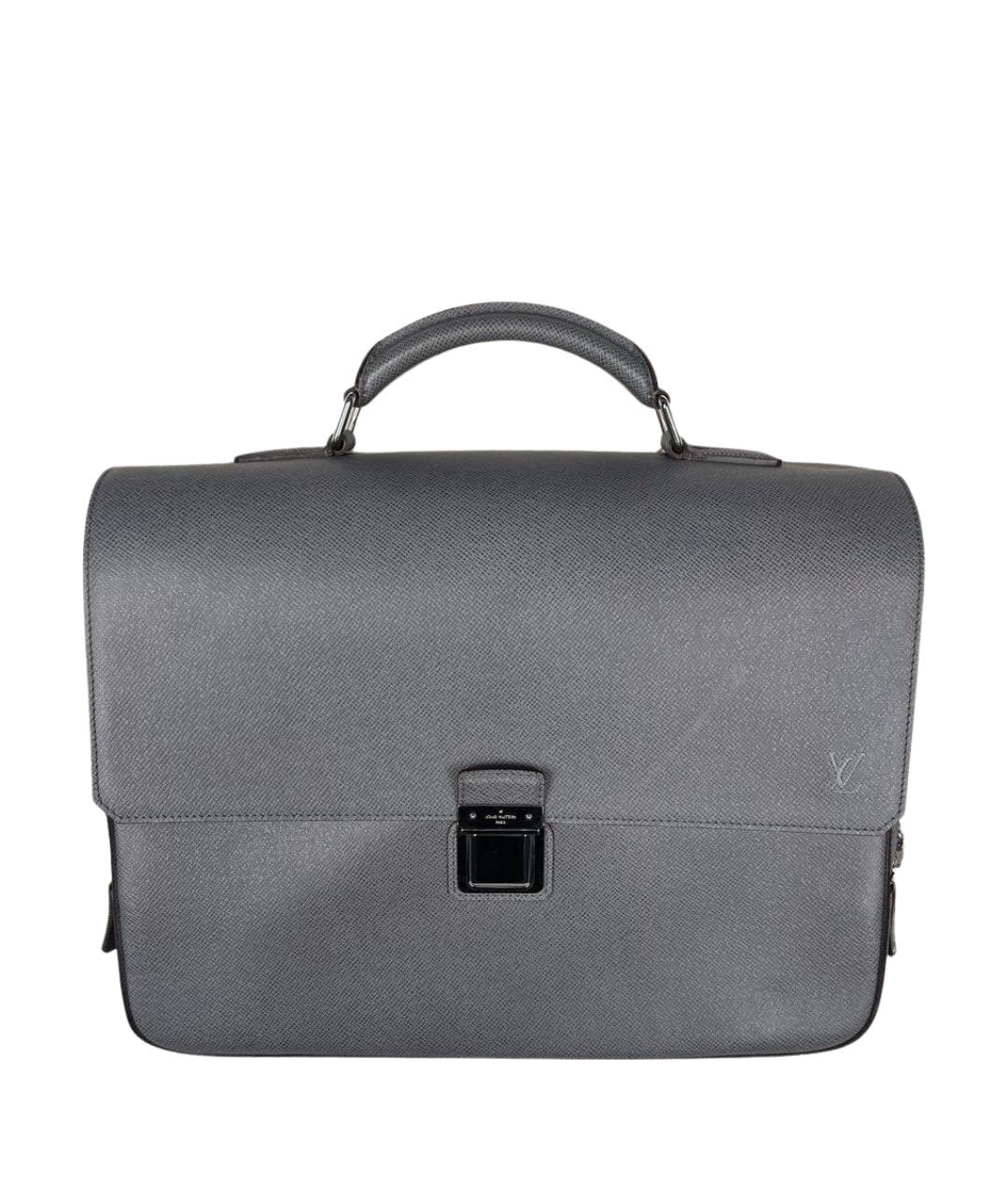 LOUIS VUITTON Антрацитовый кожаный портфель, фото 1