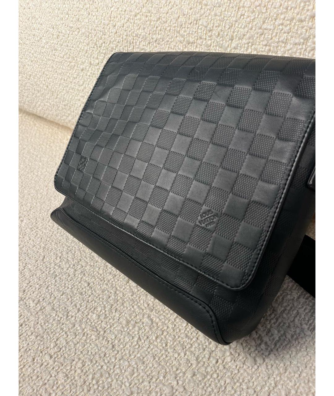 LOUIS VUITTON Черная кожаная сумка на плечо, фото 8