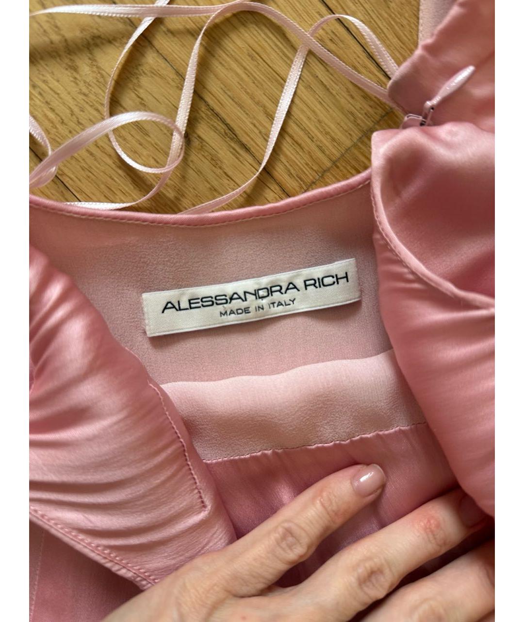 ALESSANDRA RICH Розовое ацетатное коктейльное платье, фото 2
