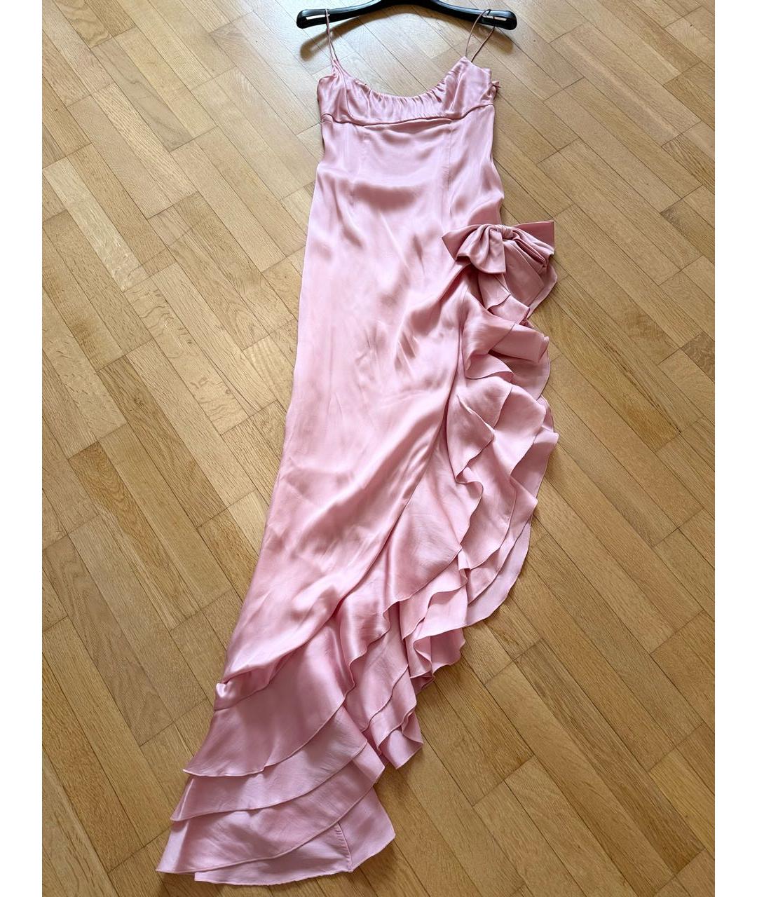 ALESSANDRA RICH Розовое ацетатное коктейльное платье, фото 4