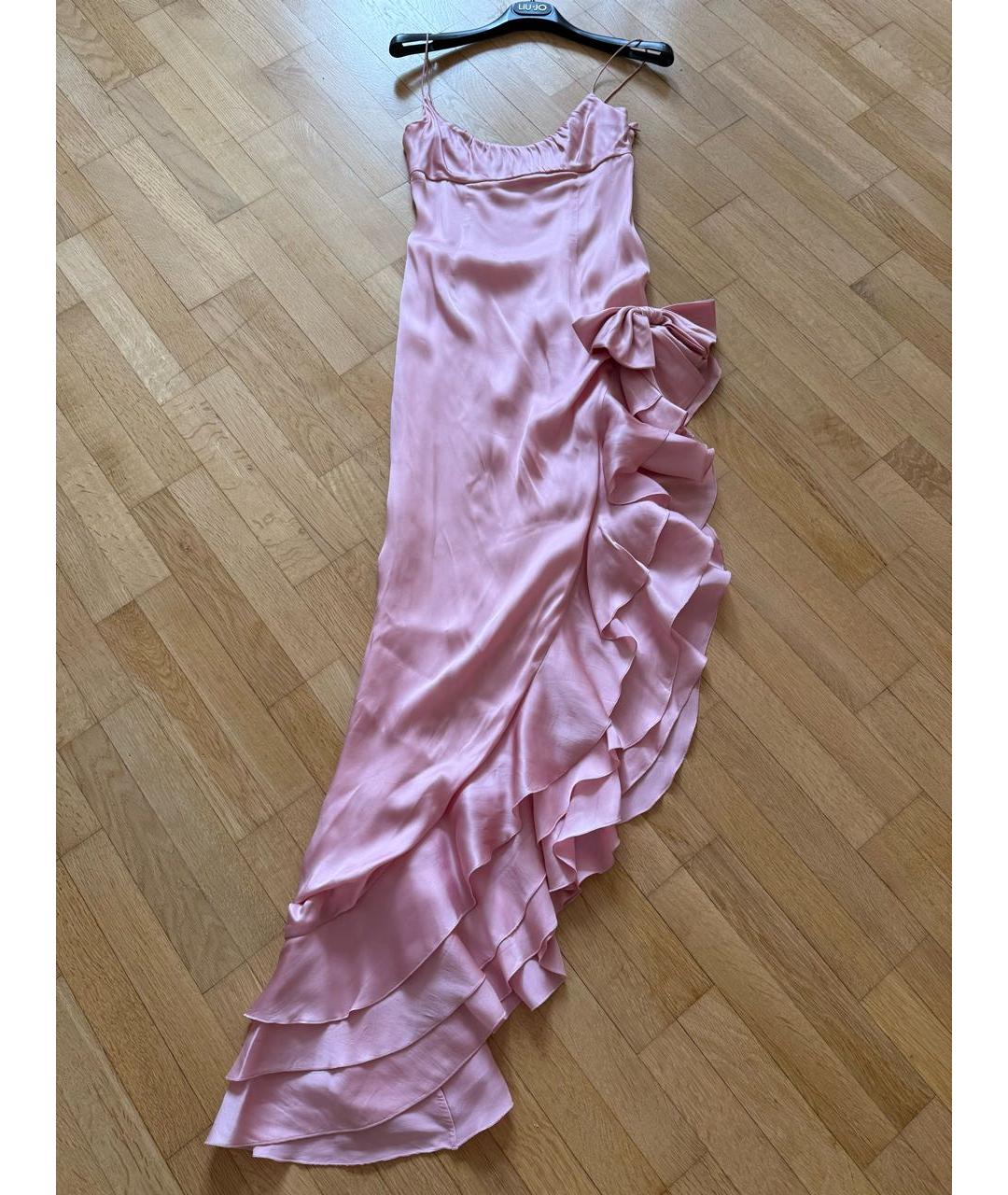 ALESSANDRA RICH Розовое ацетатное коктейльное платье, фото 3