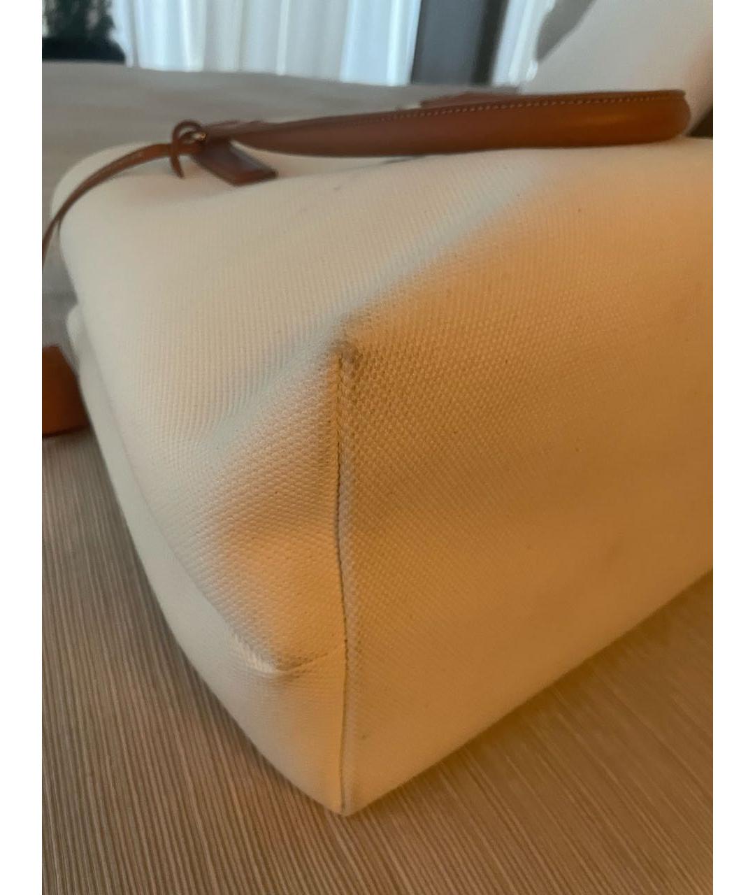 CELINE Белая тканевая сумка тоут, фото 7