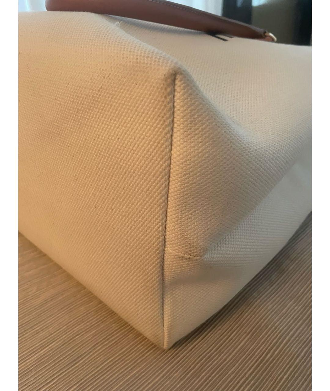 CELINE Белая тканевая сумка тоут, фото 8