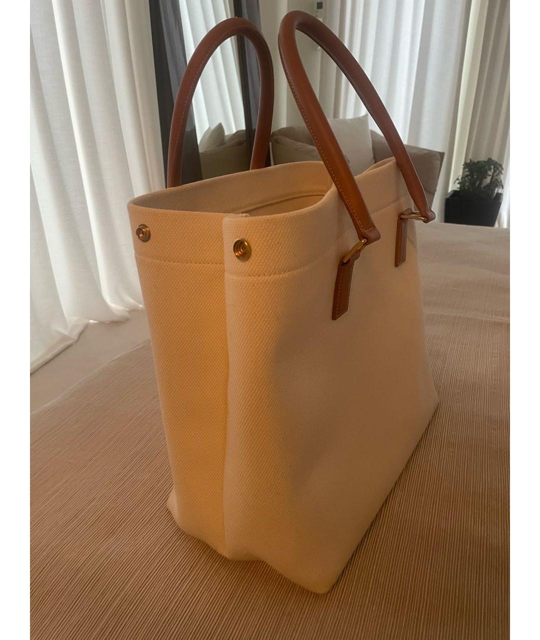 CELINE Белая тканевая сумка тоут, фото 3