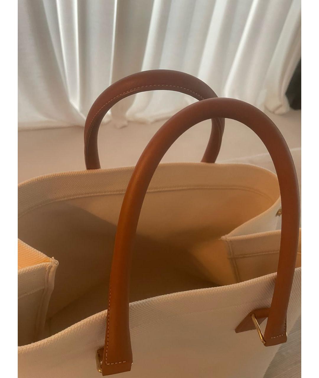 CELINE Белая тканевая сумка тоут, фото 5