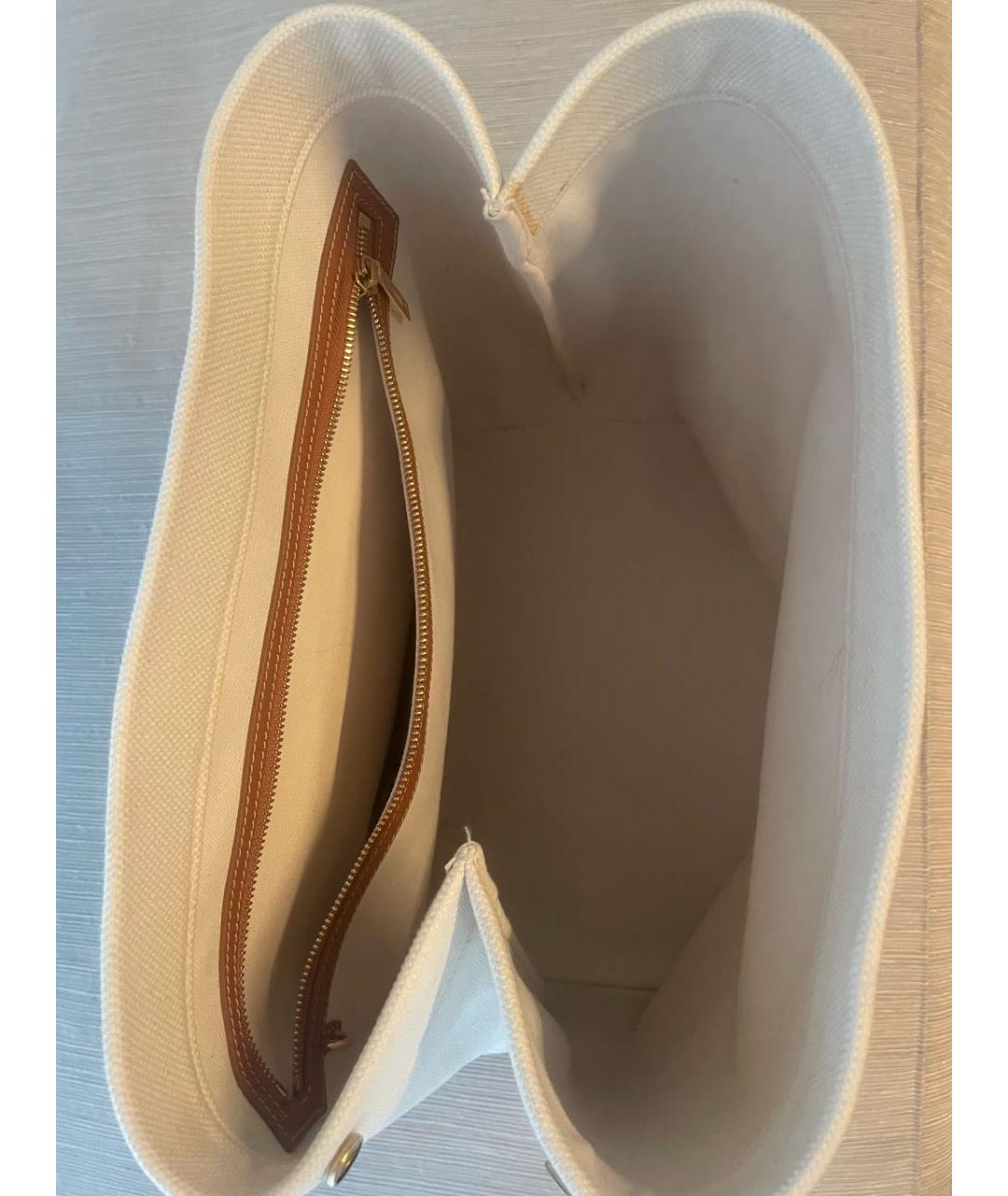 CELINE Белая тканевая сумка тоут, фото 4