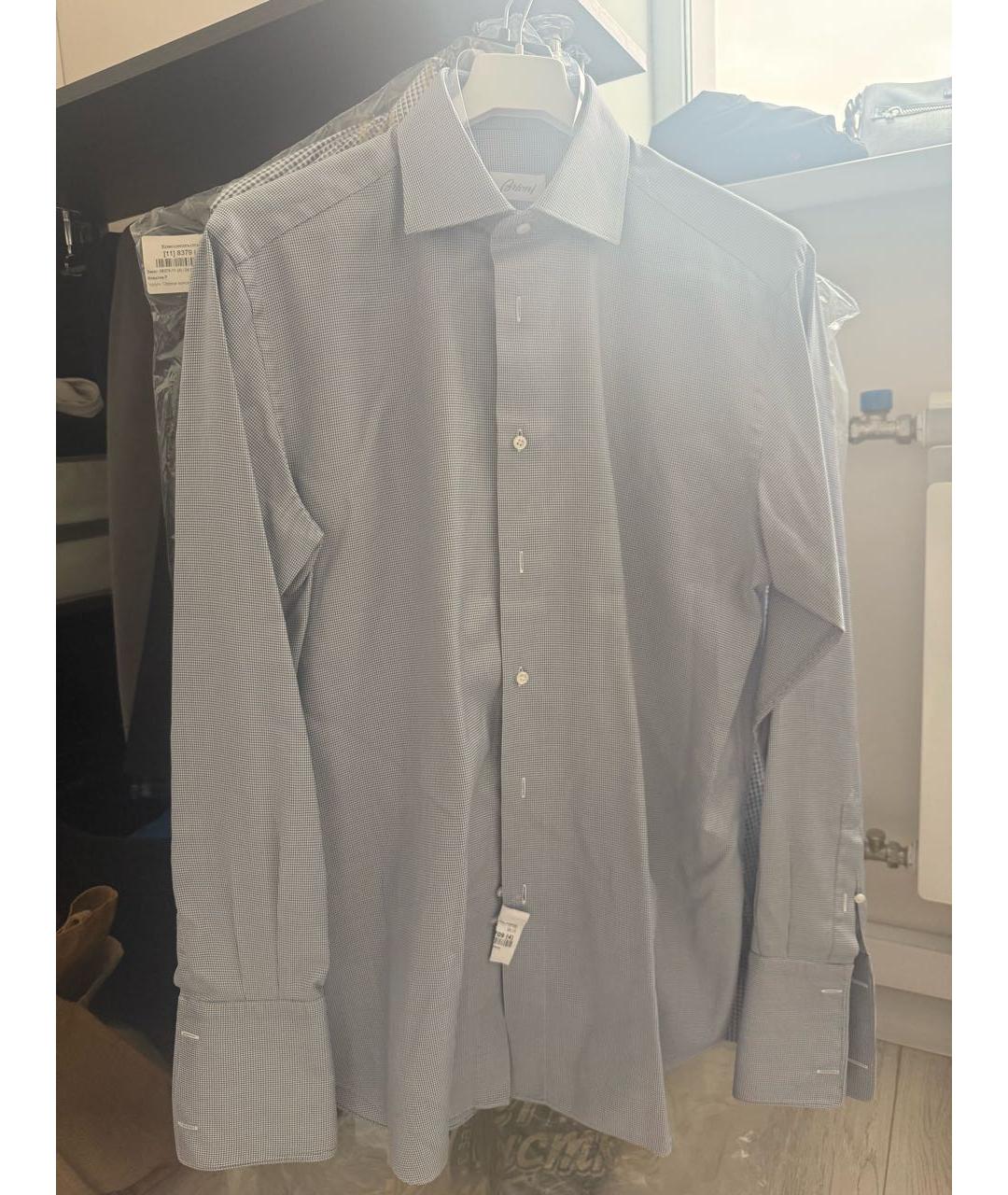 BRIONI Голубая хлопковая классическая рубашка, фото 4