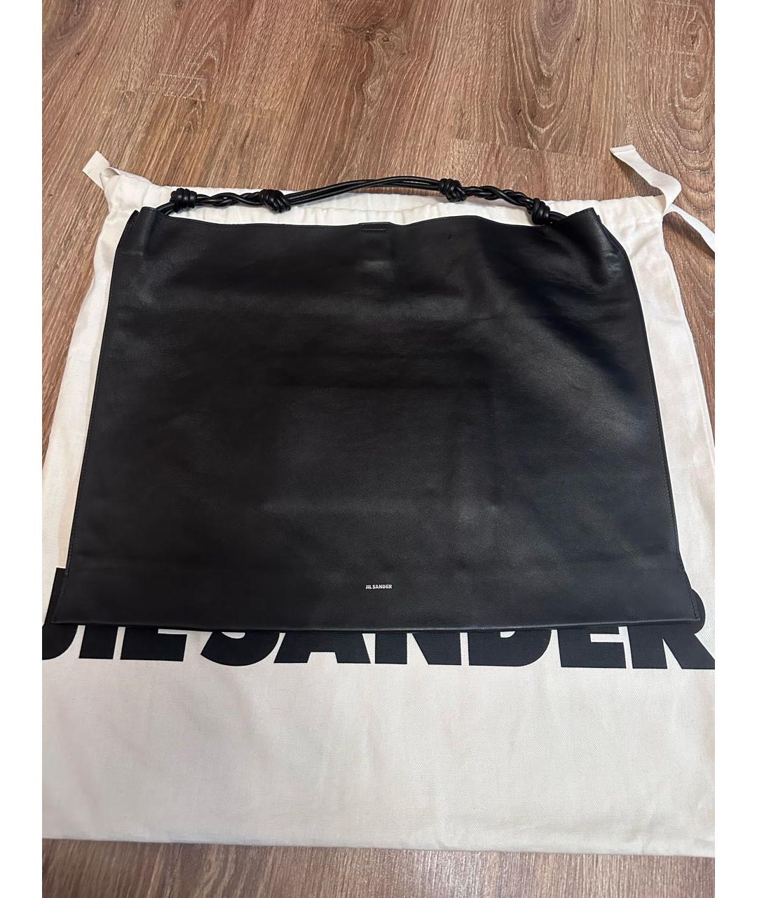 JIL SANDER Черная кожаная сумка тоут, фото 5