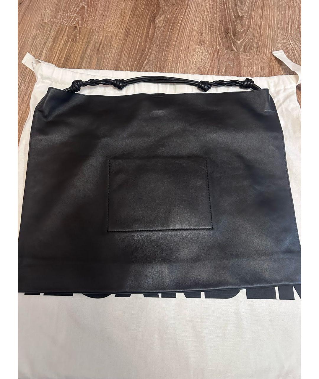 JIL SANDER Черная кожаная сумка тоут, фото 2