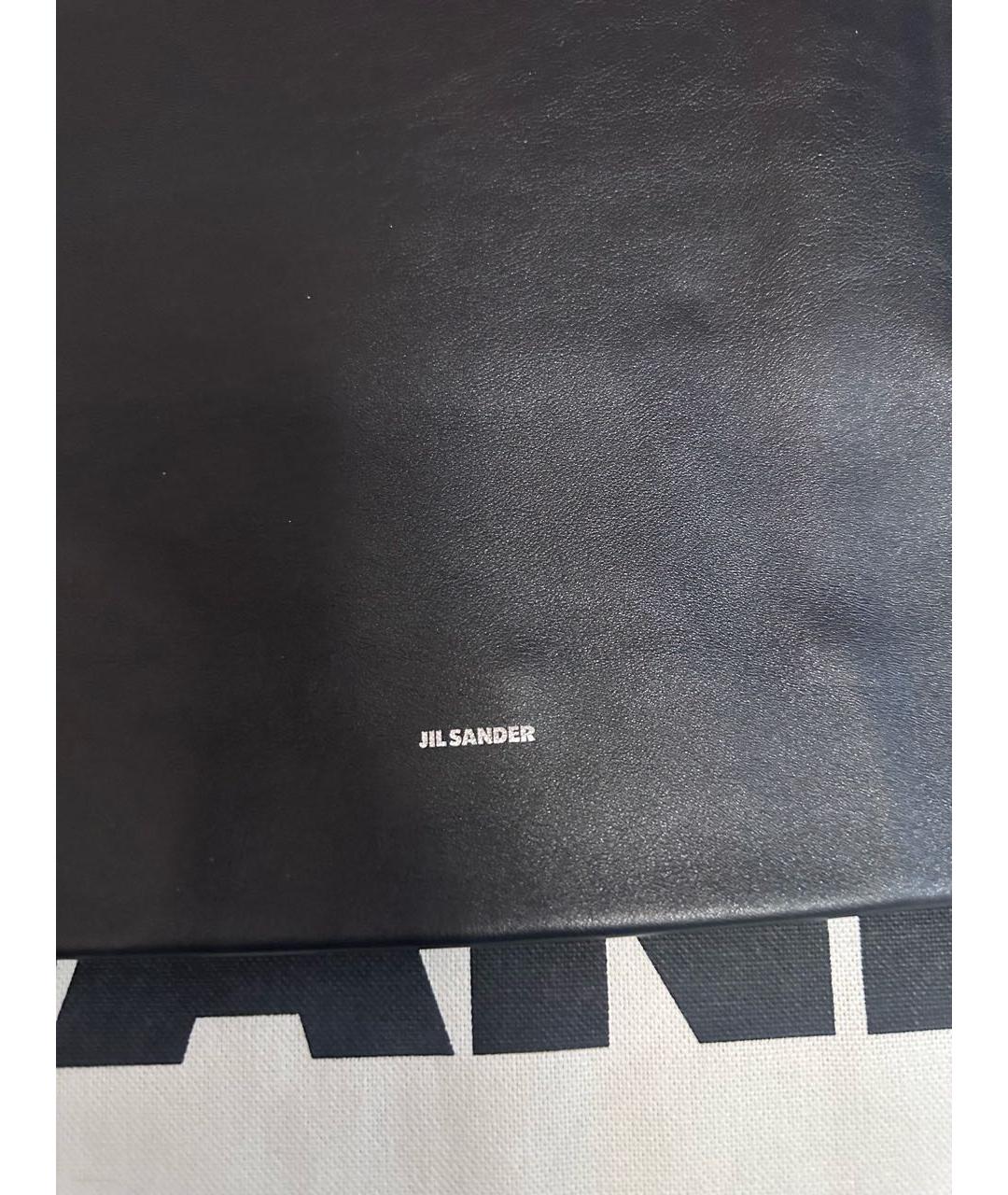 JIL SANDER Черная кожаная сумка тоут, фото 3