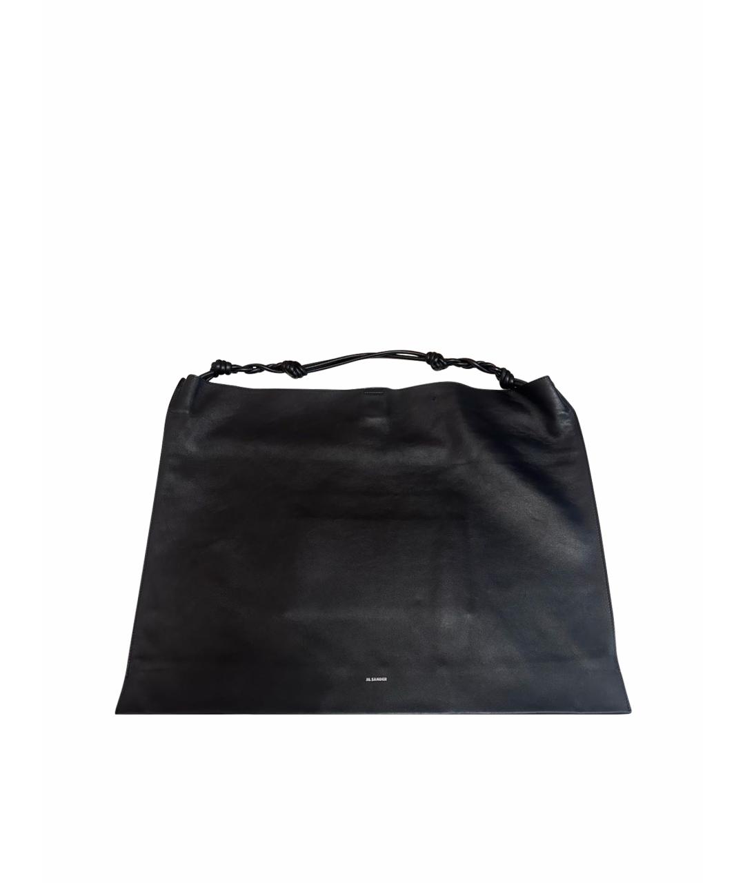 JIL SANDER Черная кожаная сумка тоут, фото 1