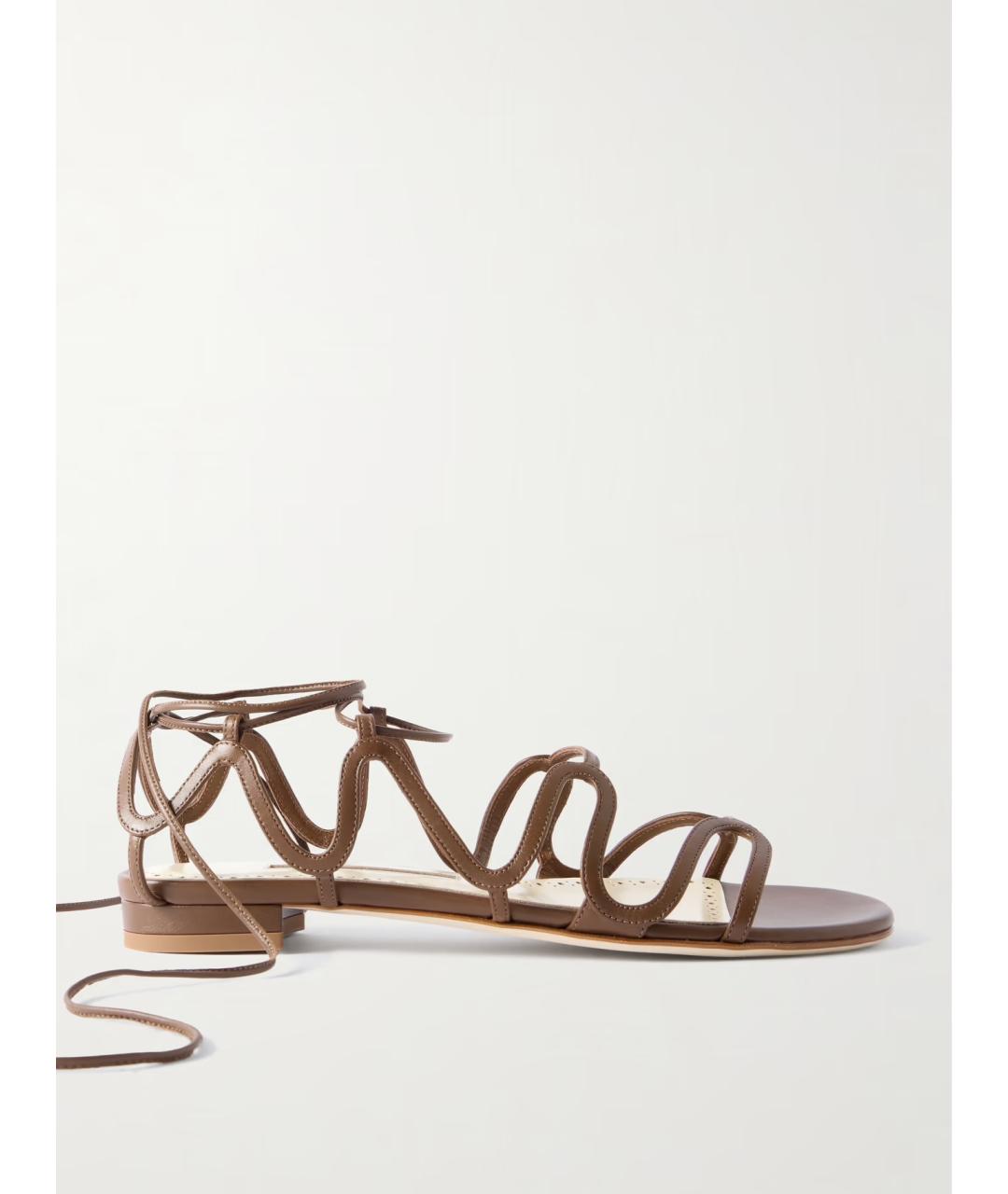 MANOLO BLAHNIK Коричневые кожаные сандалии, фото 5