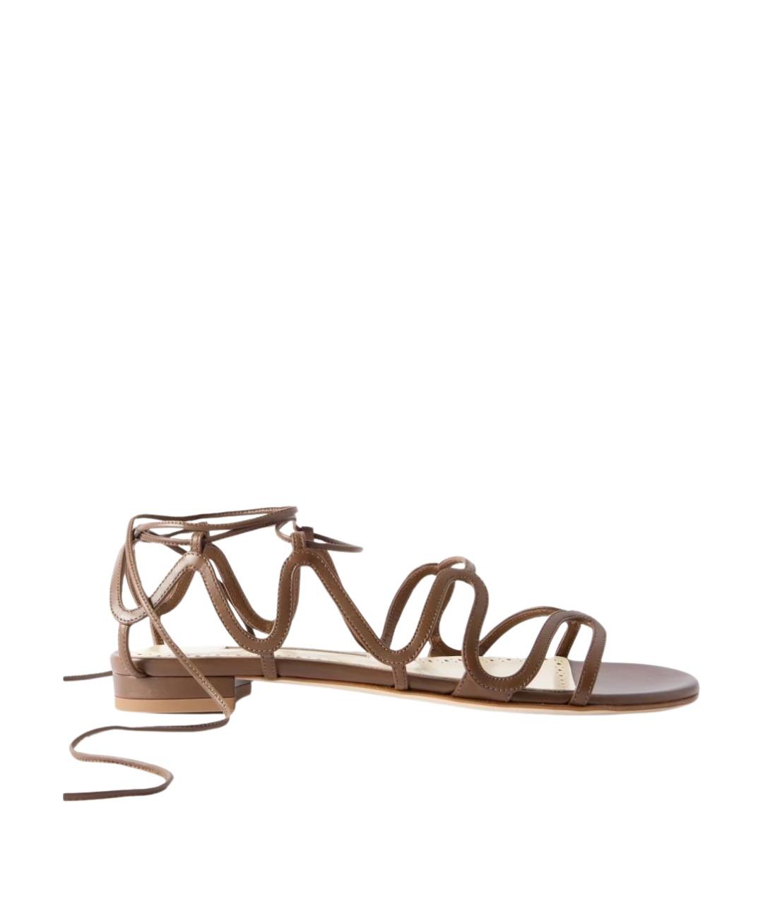 MANOLO BLAHNIK Коричневые кожаные сандалии, фото 1