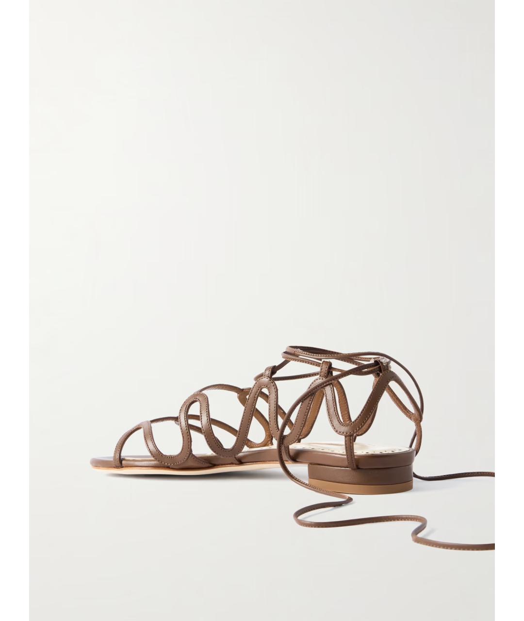 MANOLO BLAHNIK Коричневые кожаные сандалии, фото 3