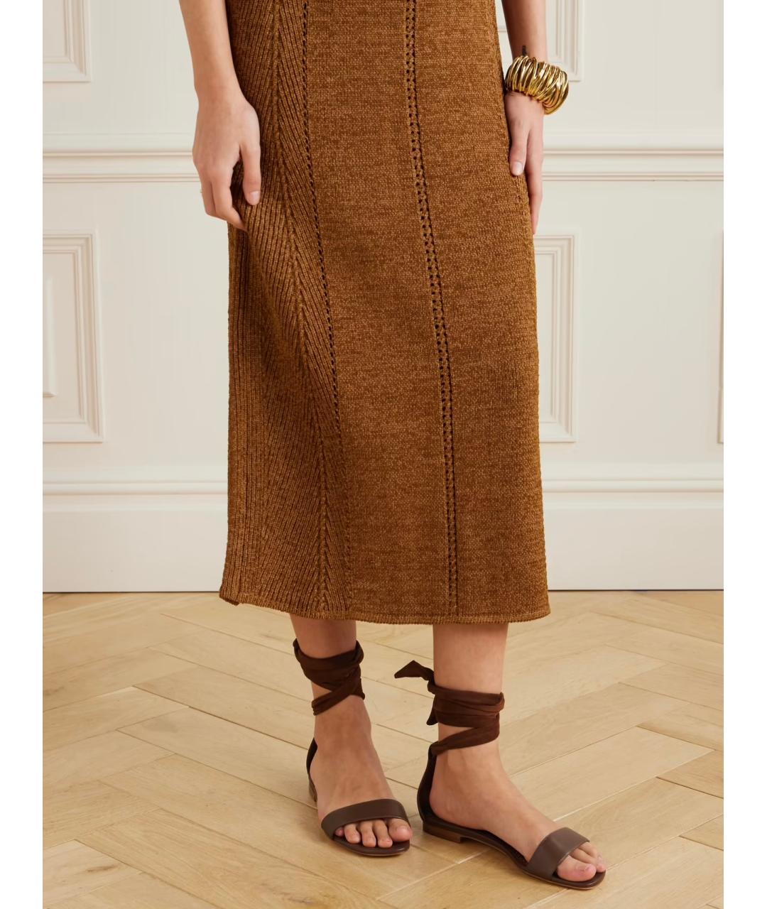 MANOLO BLAHNIK Коричневые кожаные сандалии, фото 2