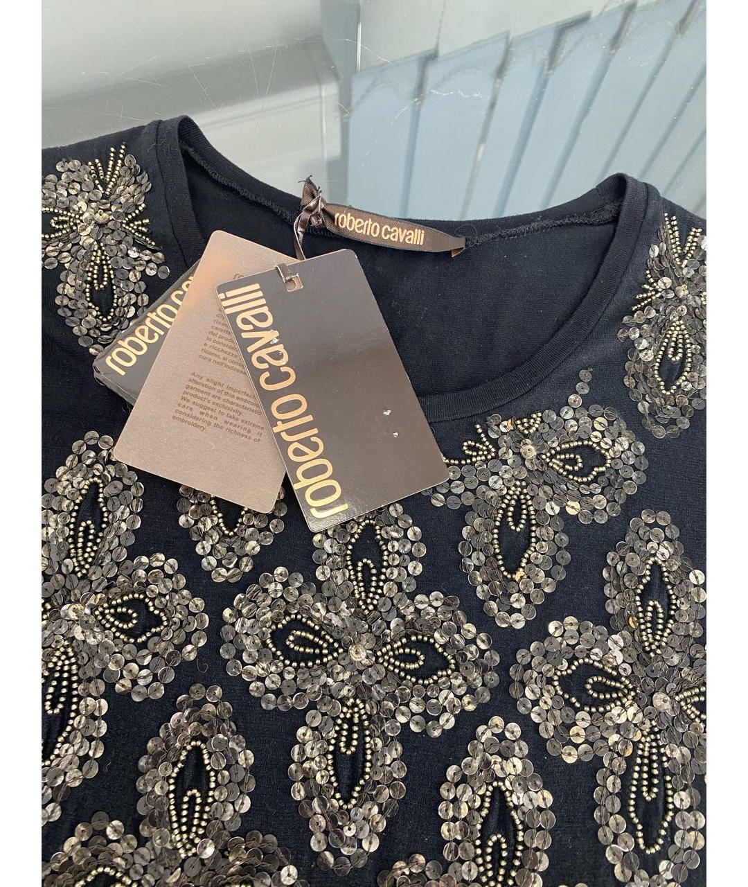 ROBERTO CAVALLI Черная вискозная футболка, фото 3