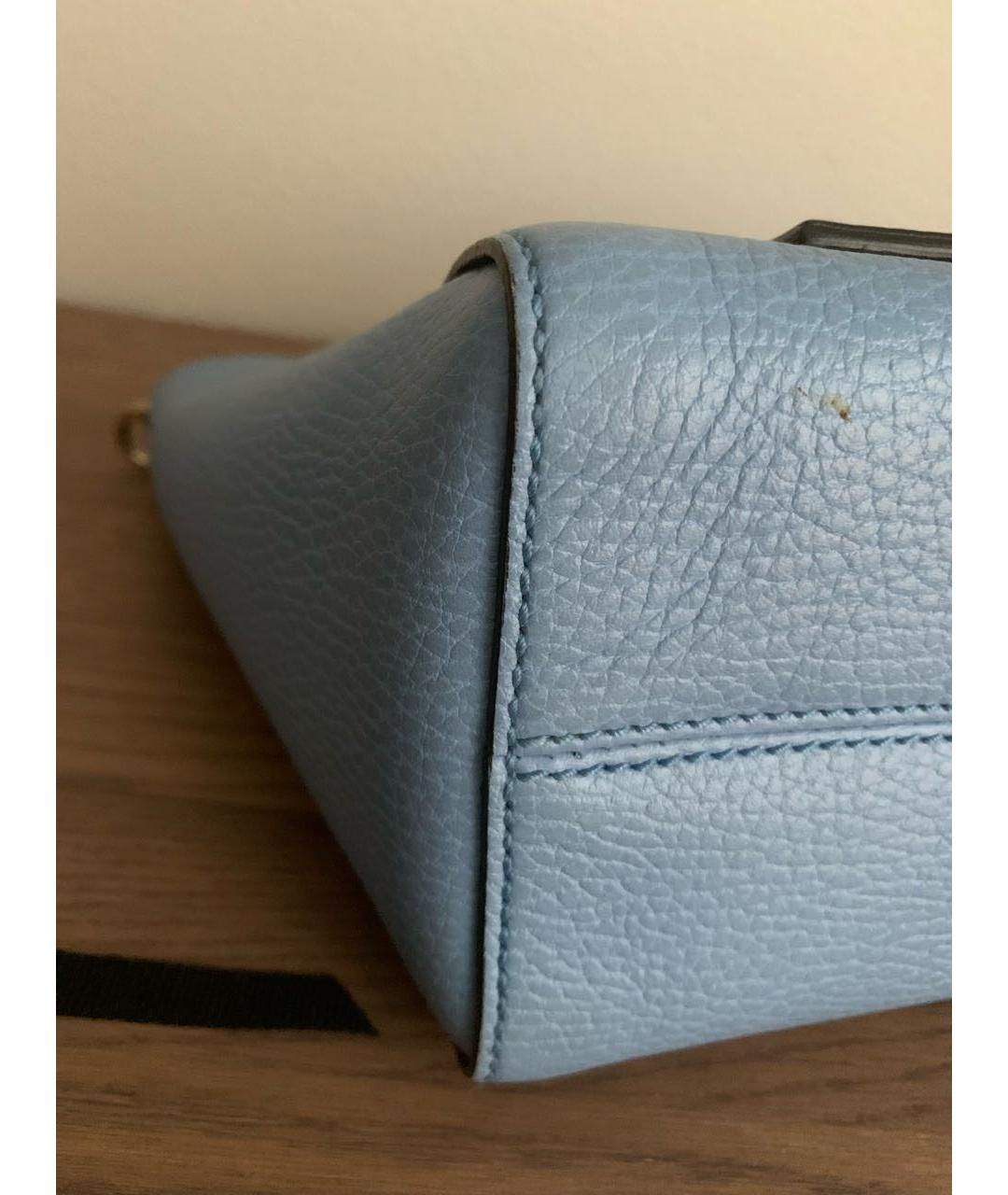 GUCCI Голубая кожаная сумка с короткими ручками, фото 5